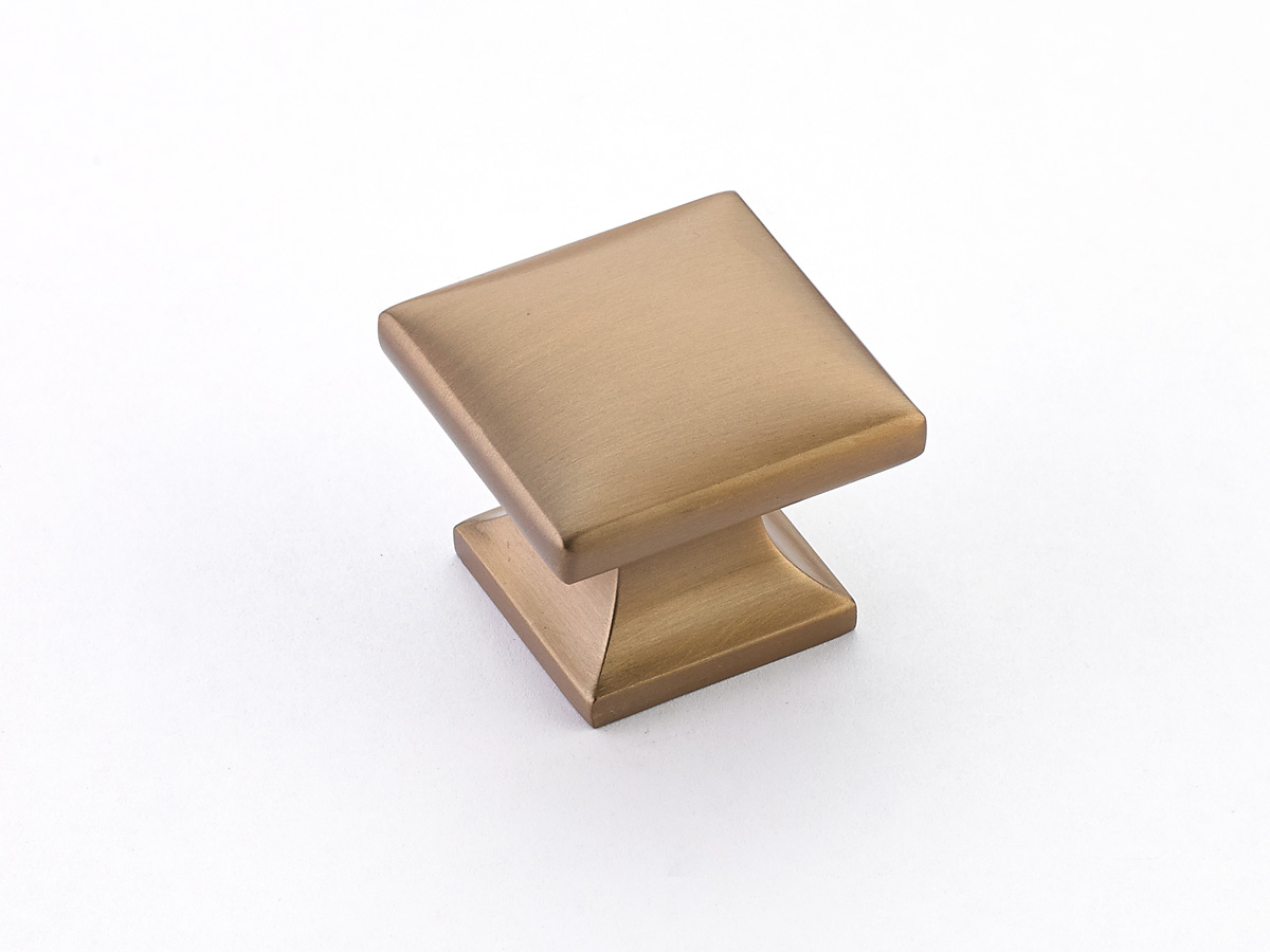 Schaub and Company Northport, Smooth Square Knob, Brushed Bronze, 1-3/8" dia