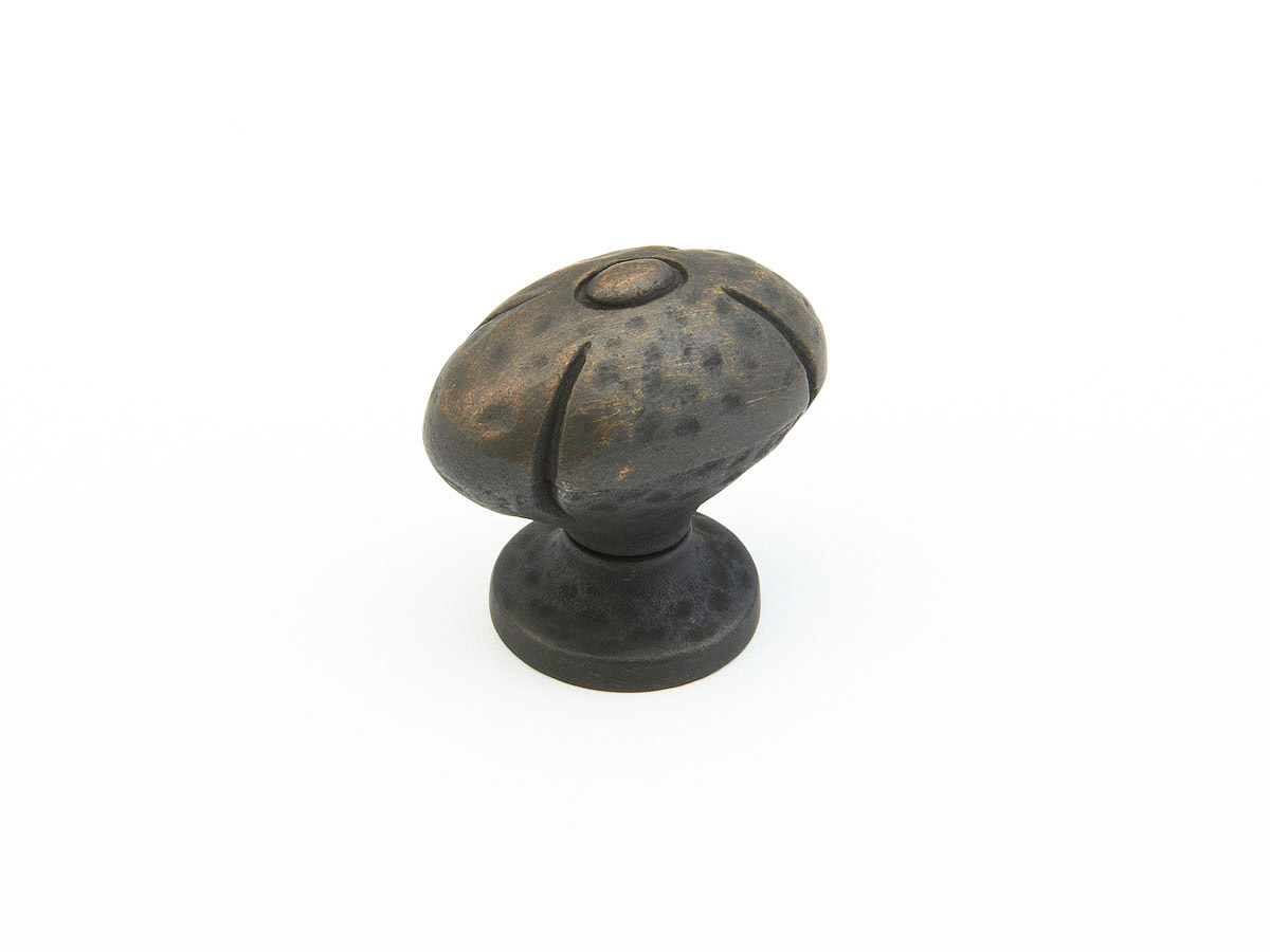 Schaub and Company Siena, Knob, Oval, Ancient Bronze, 1-1/4" dia