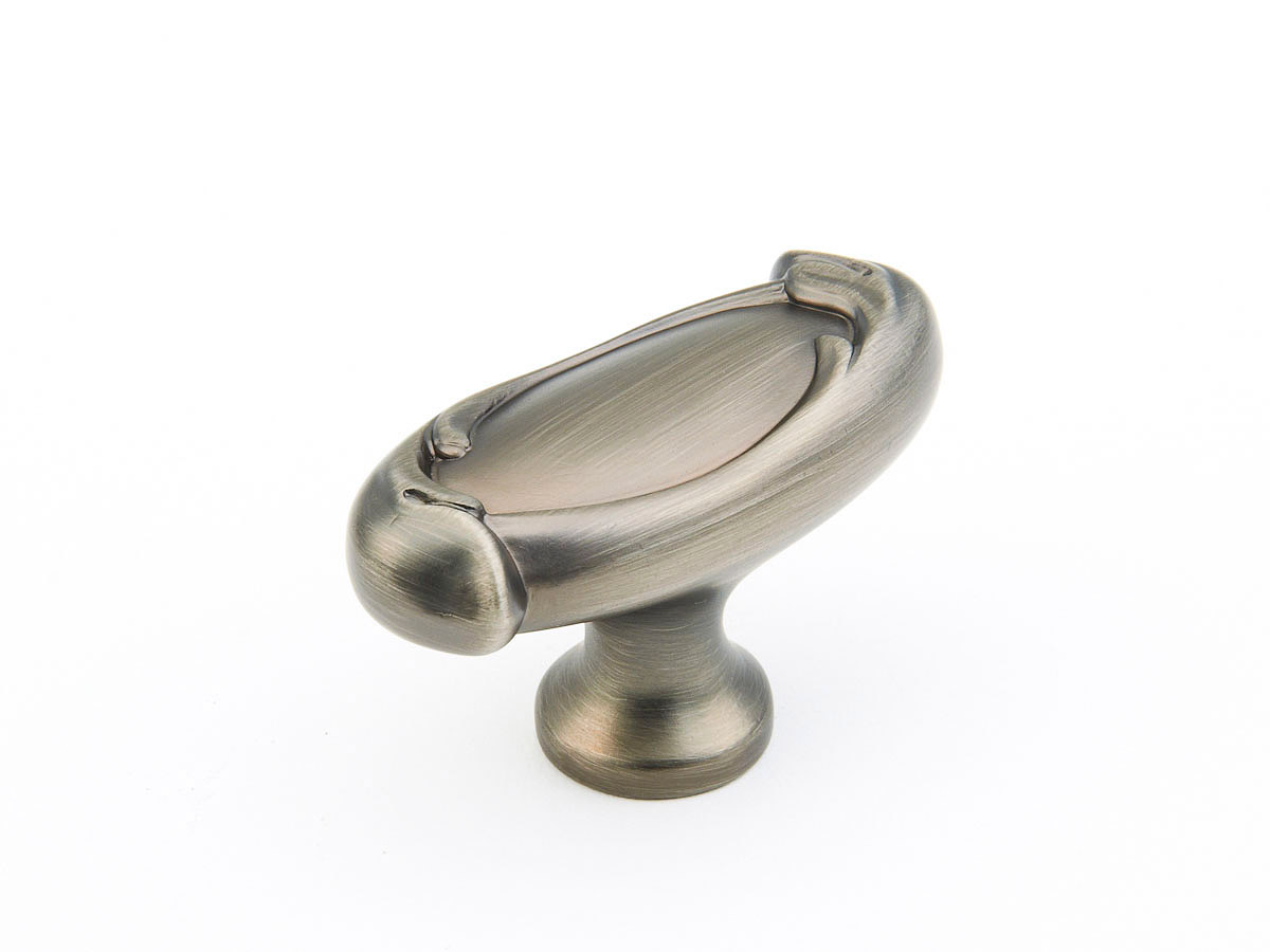 Schaub and Company French Farm, Knob, Oval, Antique Nickel, 1-7/8"