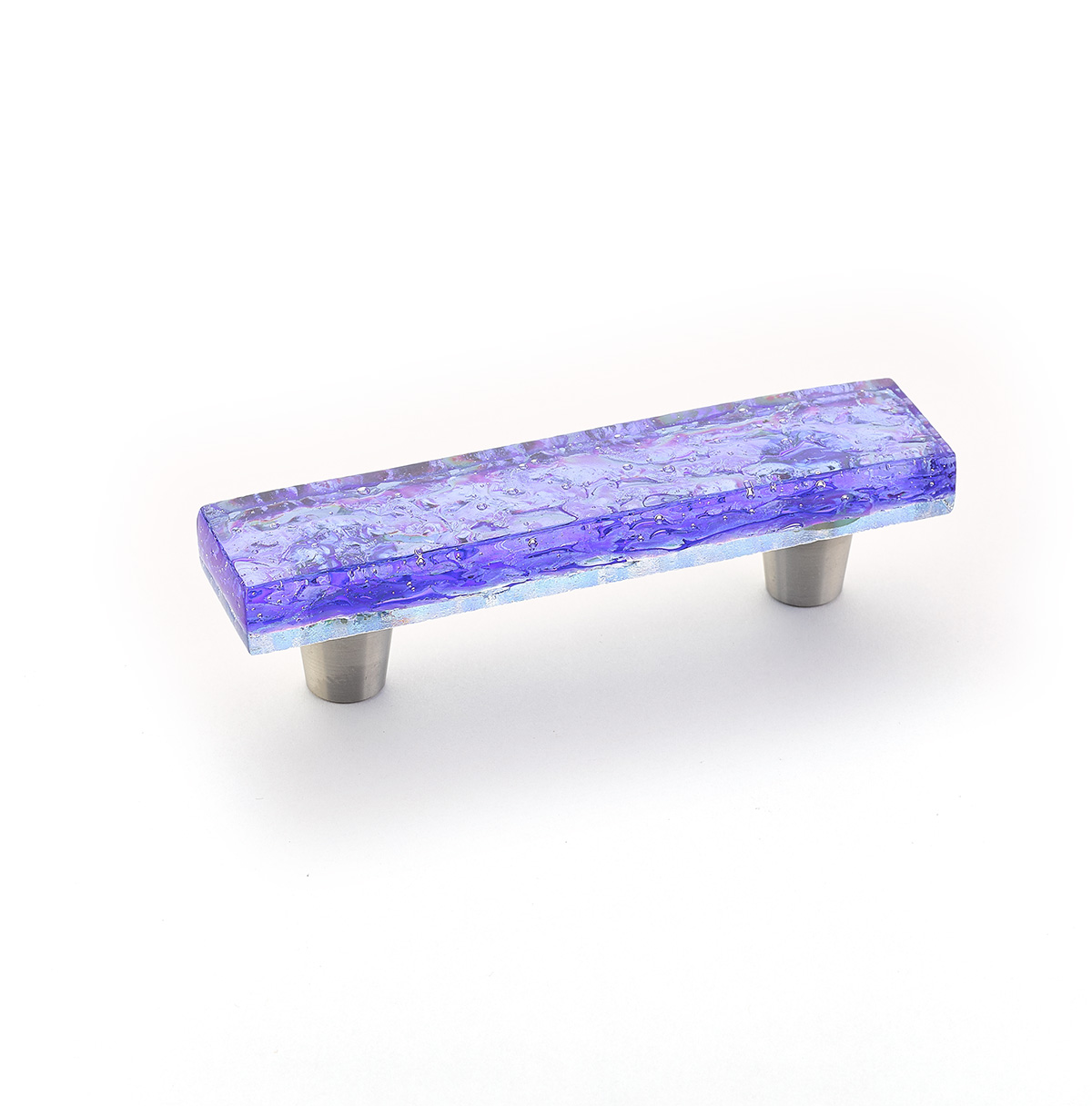 Schaub and Company Ice, Pull, Glass, Pearl Blue, 3 " cc