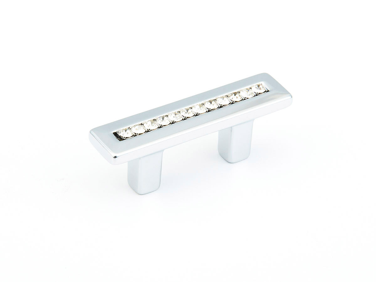 Schaub and Company Skyevale, Crystal Pull, Polished Chrome, 1-1/4" cc