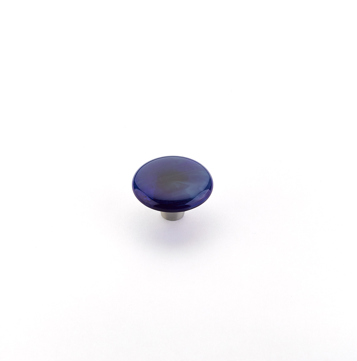 Schaub and Company Ice, Knob, Glass, Round, Sapphire Silk, 1-1/2" dia