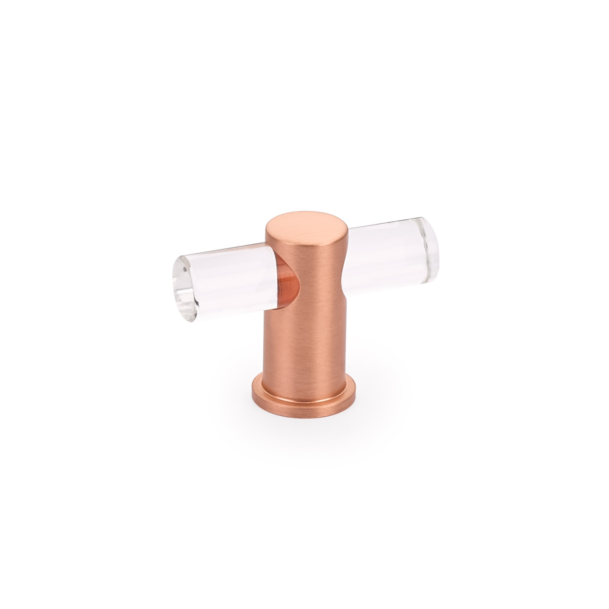 Schaub and Company Lumiere, adjustable, acrylic T-knob with Brushed Rose Gold stem