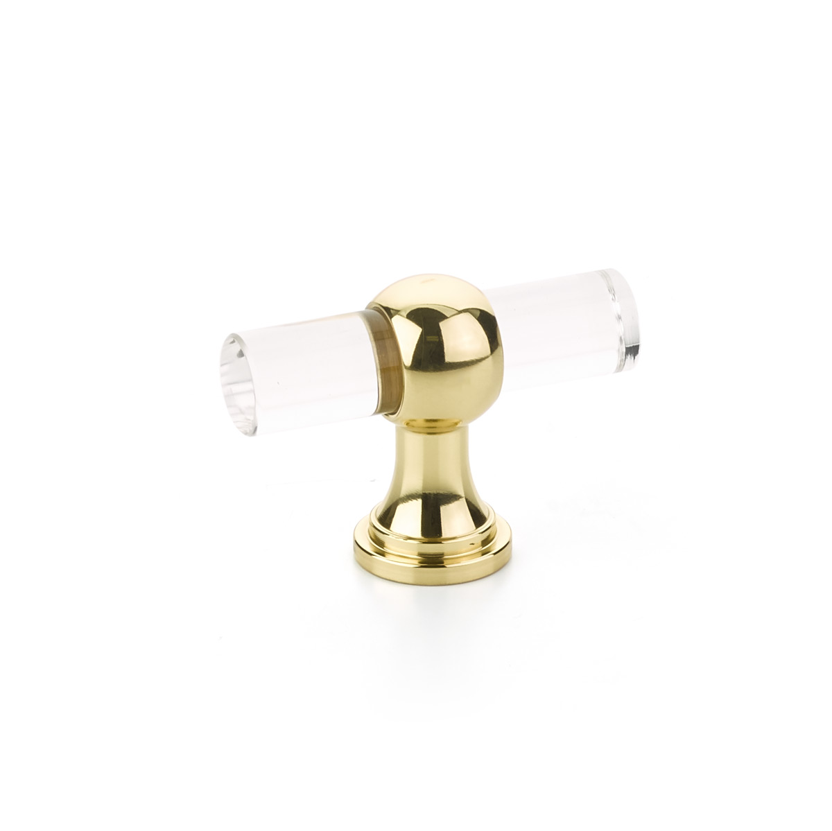 Schaub and Company Lumiere Transitional, Acrylic T-knob with Polished Brass stem