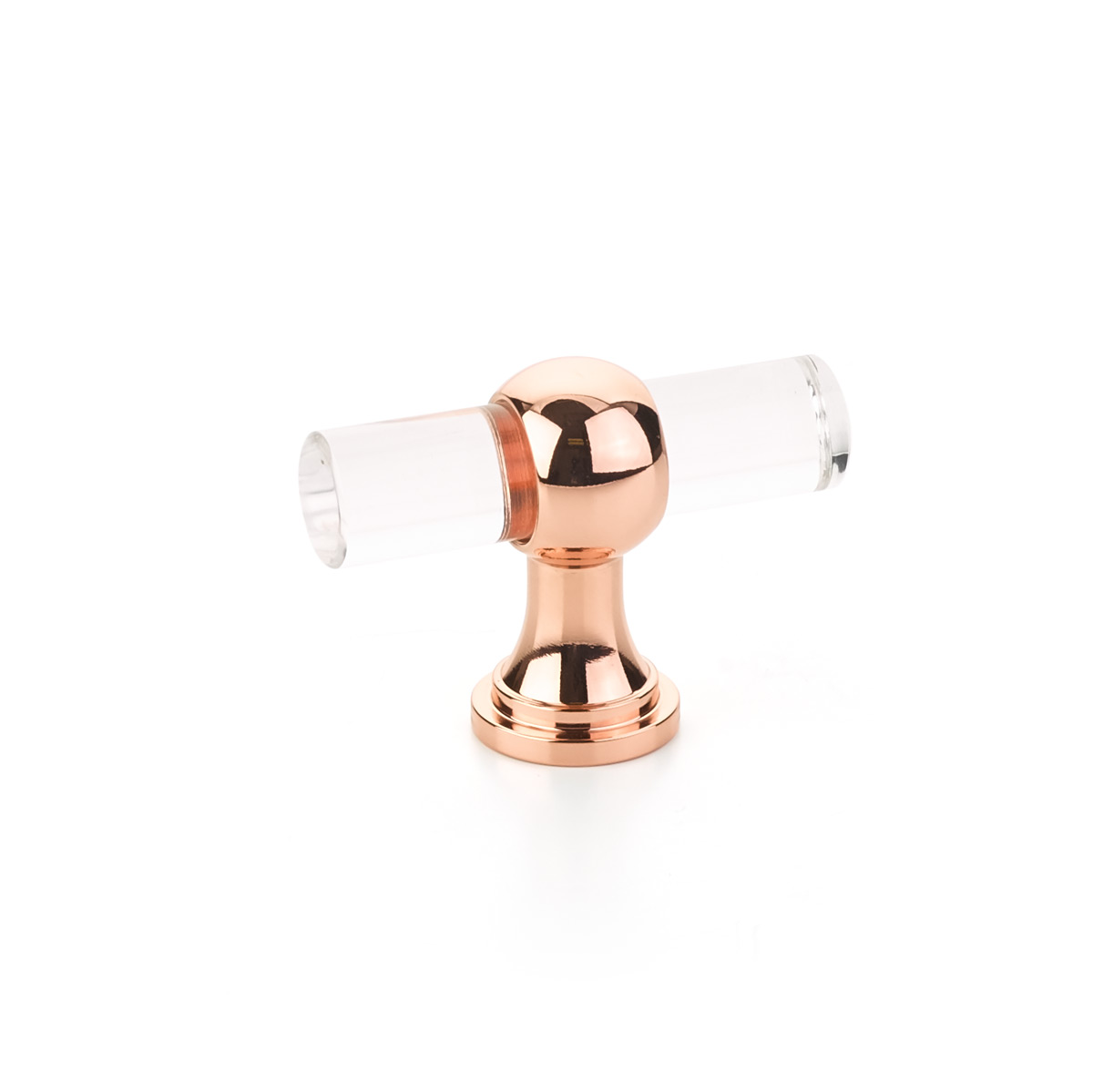 Schaub and Company Lumiere Transitional, Acrylic T-knob with Polished Rose Gold stem