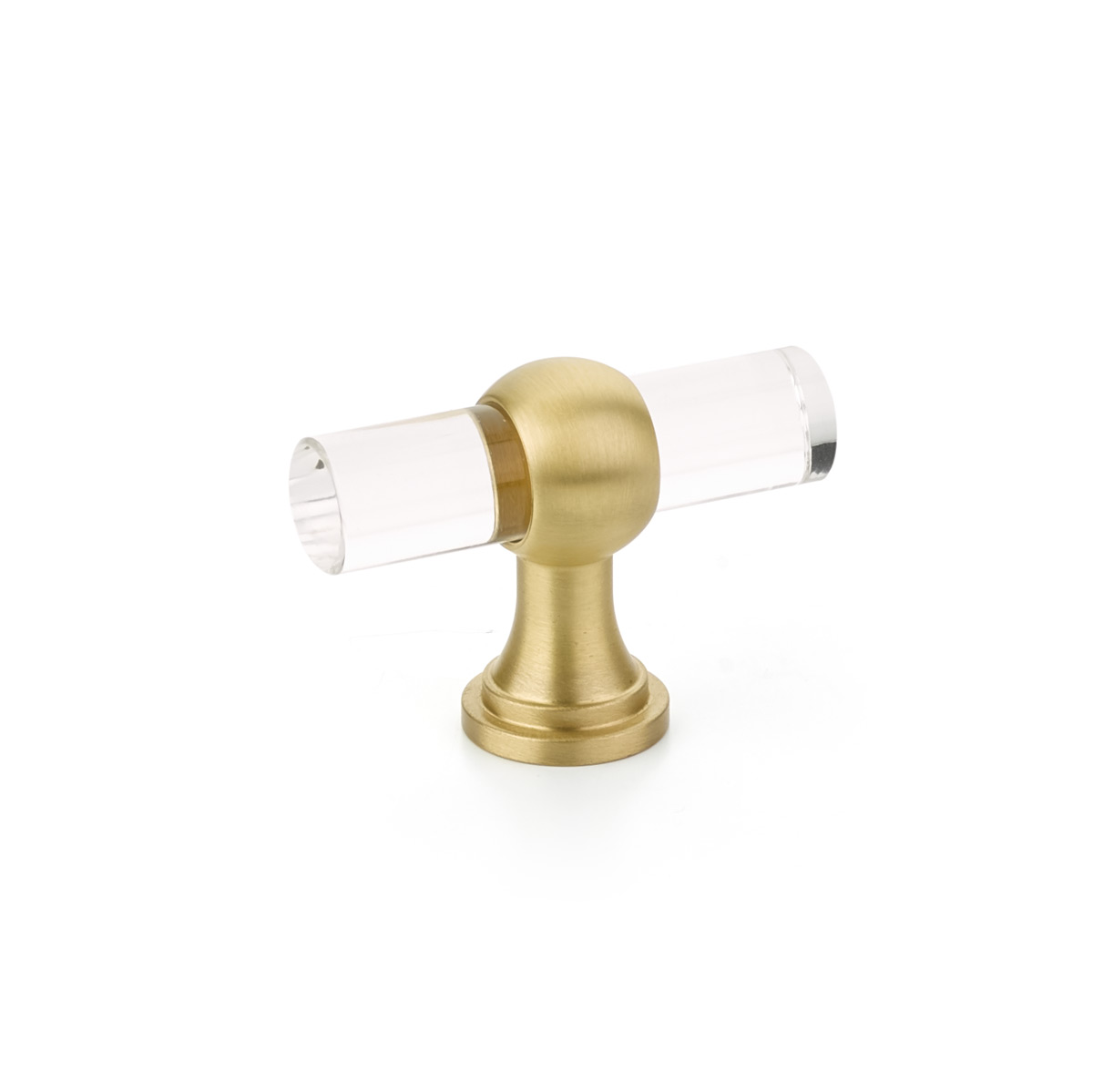 Schaub and Company Lumiere Transitional, Acrylic T-knob with Satin Brass stem