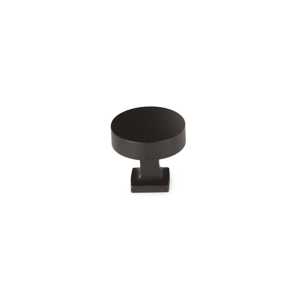 Schaub and Company Haniburton, Round Knob with Square Base, Matte Black, 1-1/4"
