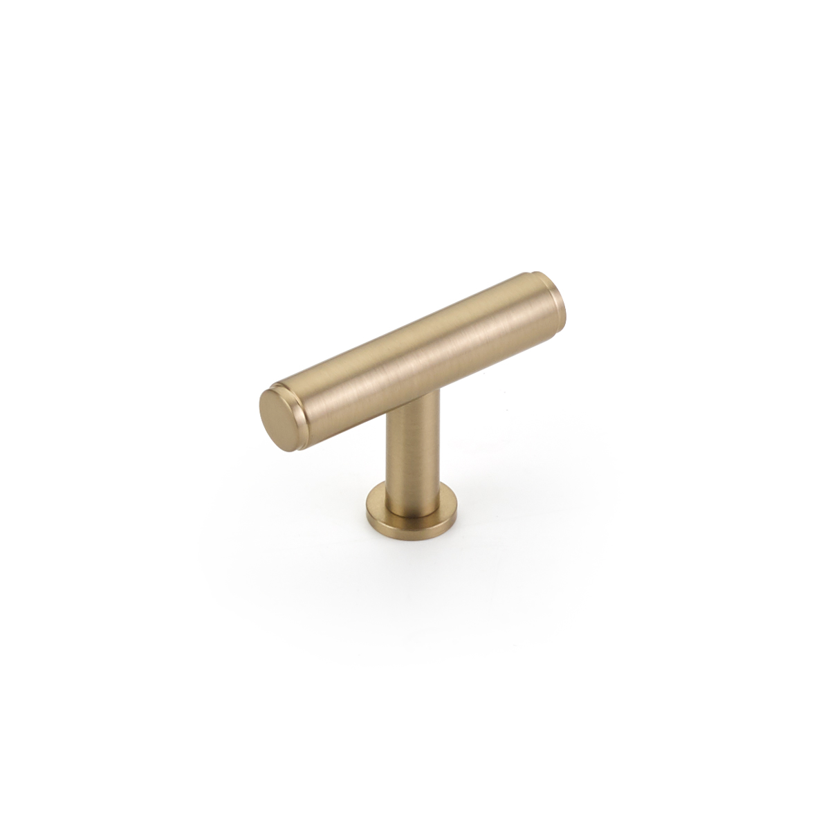 Schaub and Company Pub House, T-Knob, Signature Satin Brass, 2"