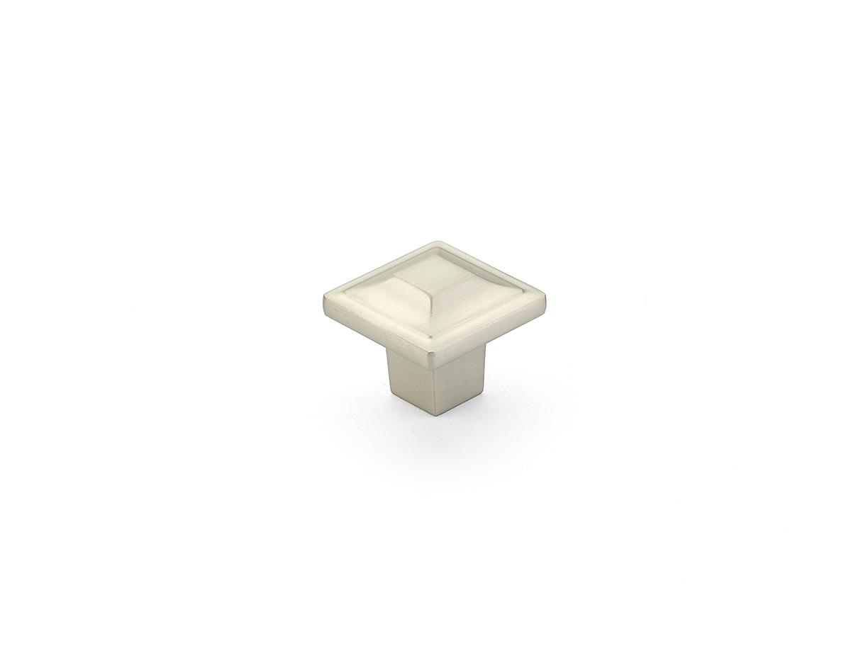 Schaub and Company Menlo Park, Square Knob, Satin Nickel, 1-1/4"