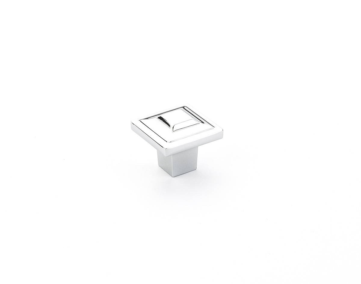 Schaub and Company Menlo Park, Square Knob, Polished Chrome, 1-1/4"