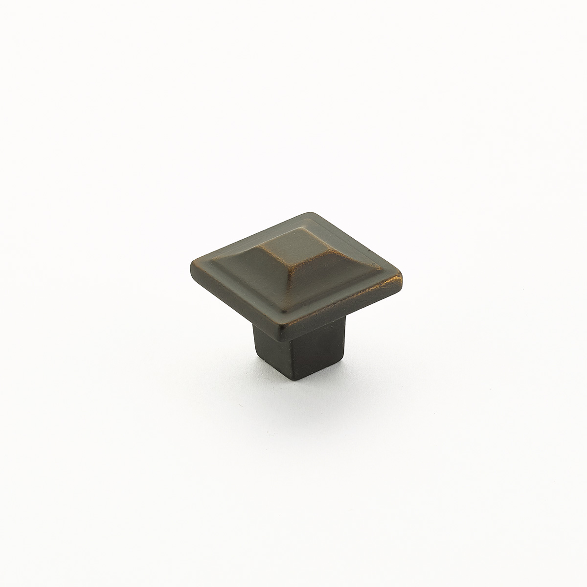 Schaub and Company Menlo Park, Square Knob, Ancient Bronze, 1-1/4"