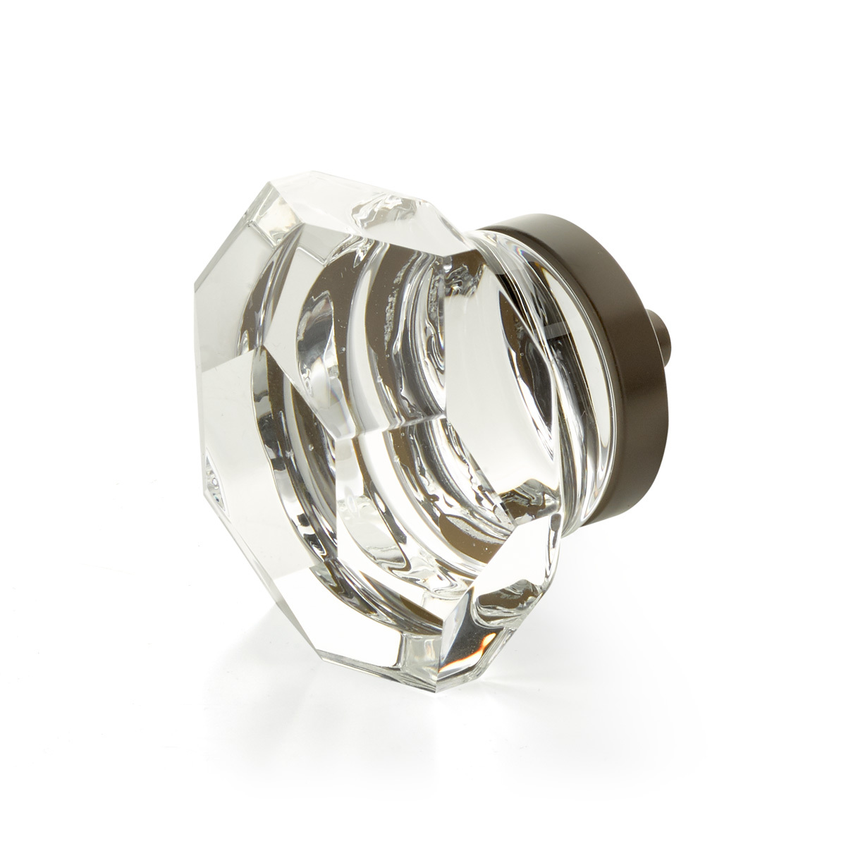 Schaub and Company City Lights, Dome Faceted glass knob with brass base in Oil Rubbed Bronze