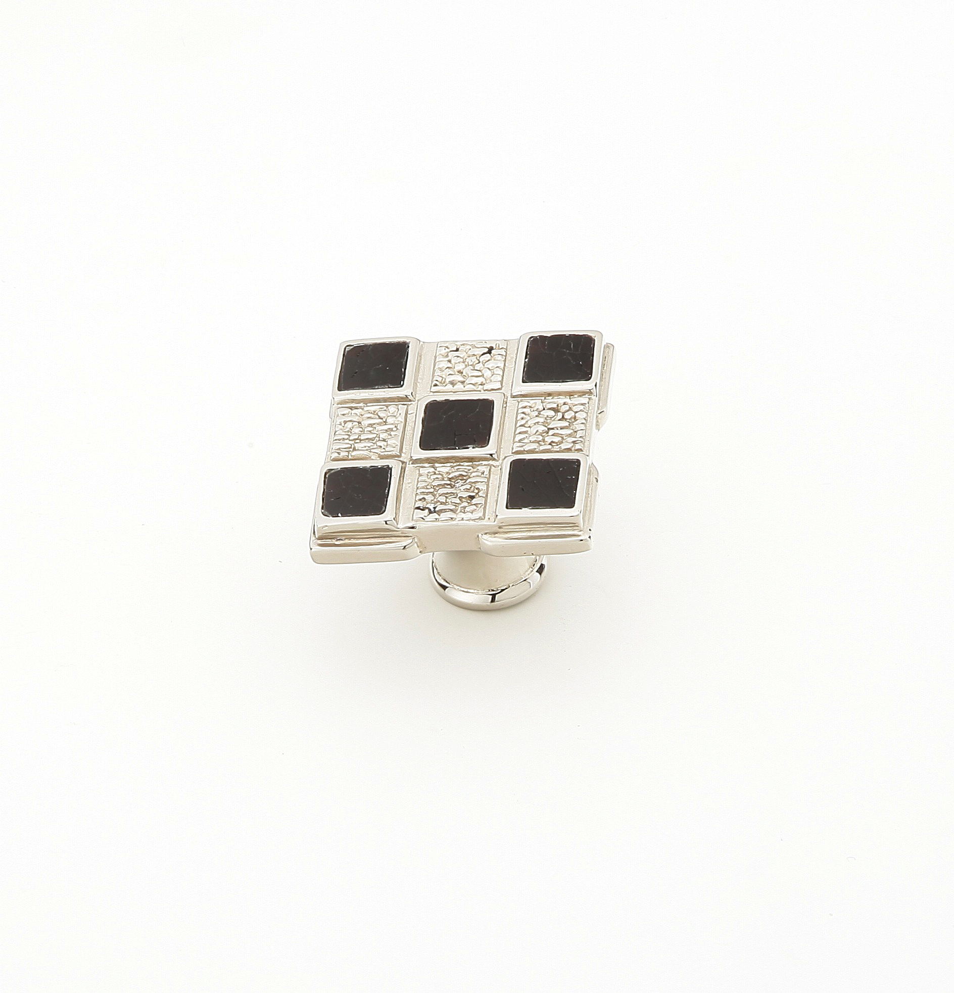 Schaub and Company Avalon Bay,Square Knob,9 sections,Black Mother of Pearl inlaid on Solid Brass,Polished Nickel Finish