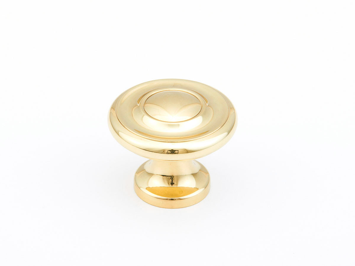 Schaub and Company Traditional, Stepped Round Knob, Polished Brass, 1-1/4"dia