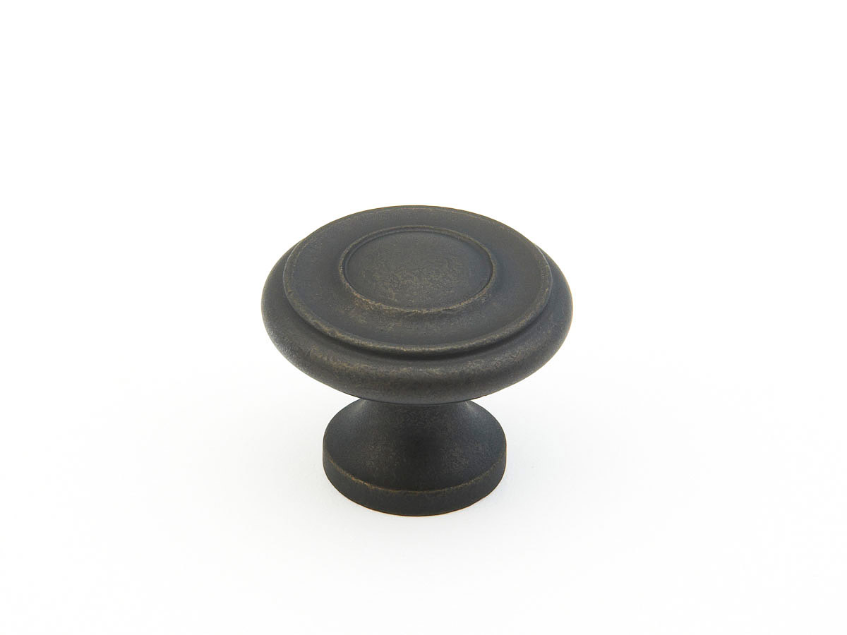 Schaub and Company Traditional, Stepped Round Knob, Distressed Bronze, 1-1/4" dia