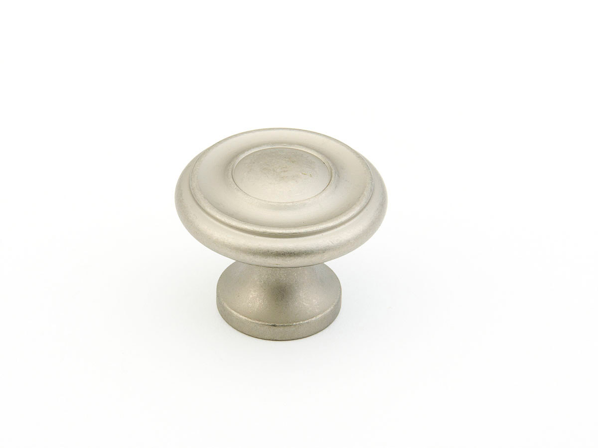 Schaub and Company Traditional, Stepped Round Knob, Distressed Nickel, 1-1/4" dia