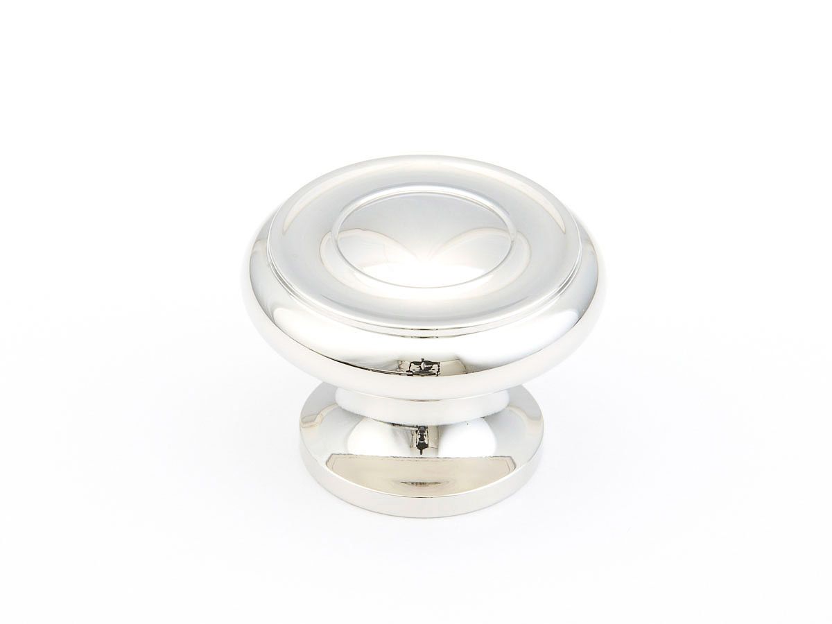 Schaub and Company Traditional, Stepped Round Knob, Polished Nickel , 1-1/4" dia