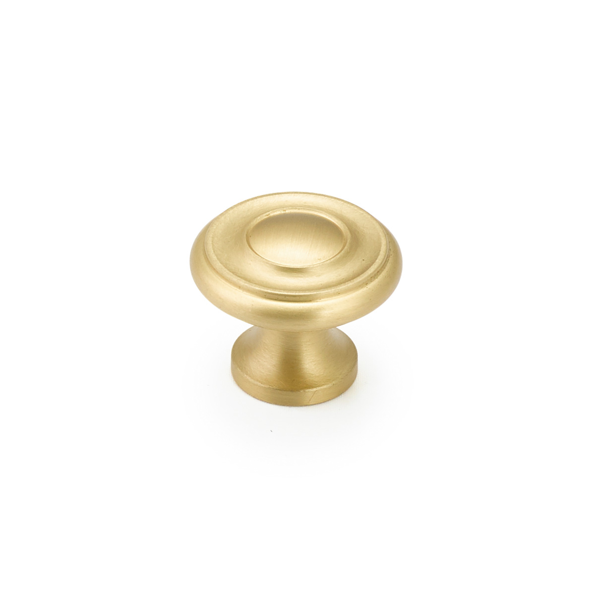 Schaub and Company Colonial, Stepped Round Knob, Satin Brass, 1-1/4" dia