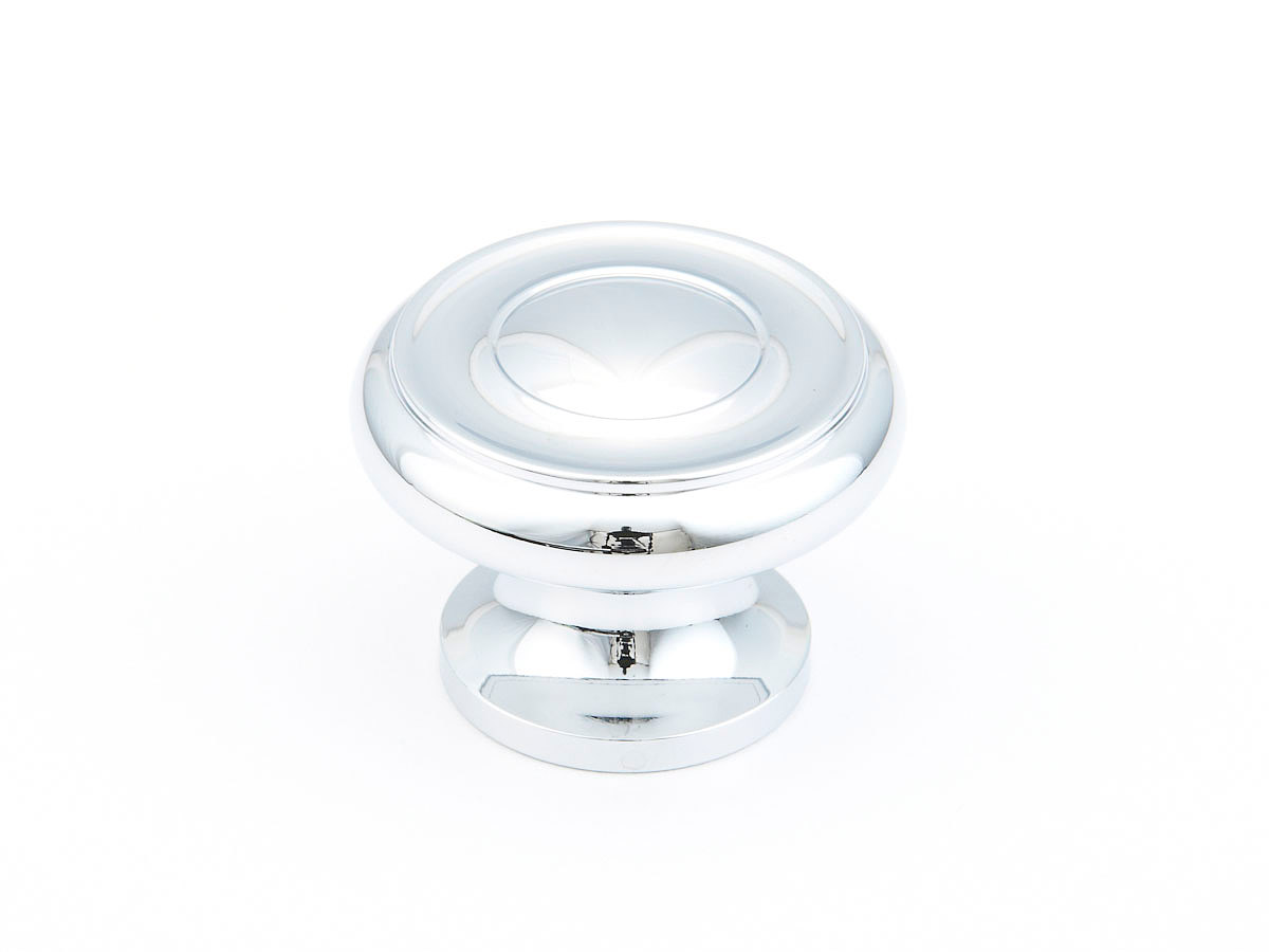 Schaub and Company Traditional / Colonial, Stepped Round Knob,  Polished Chrome, 1-1/2" dia