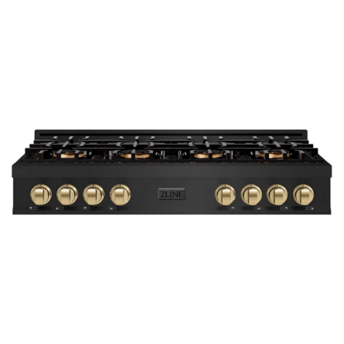 ZLINE ZLINE Autograph Edition 48 in. Classic Gas Rangetop with 8 Burner DuoPro Cooktop in Black Stainless Steel and Champagne Bronze Accents