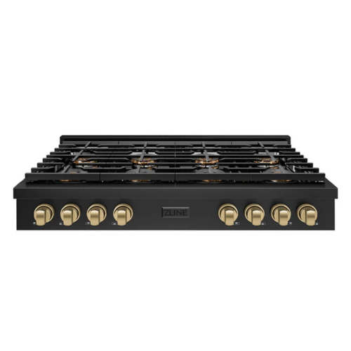 ZLINE ZLINE Autograph Edition 48 in. Paramount Gas Rangetop with 8 Burner DuoPro Cooktop in Black Stainless Steel and Champagne Bronze Accents