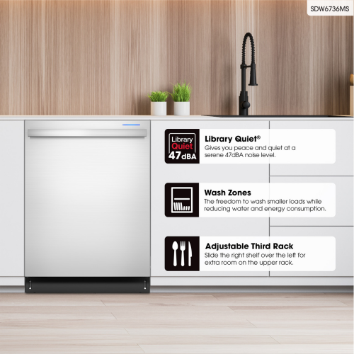 Model: SDW6736MS | Sharp Appliances 24 in. Stainless Steel 47dB Dishwasher Model: SDW6736MS | Sharp Appliances 24 in. Stainless Steel 47dB Dishwasher