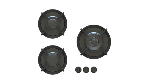 PITT Cooking 24" Gas Cooktop with 3 Black Burners (x1 6,000 BTU, x1 10,000 BTU, x1 17,000 BTU) - LP