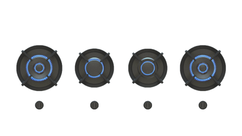 PITT Cooking 48" Gas Cooktop with 4 Black Burners (x1 6,000 BTU, x1 10,000 BTU, x2 17,000 BTU) - LP