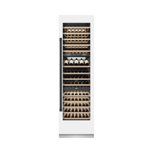ZLINE ZLINE Autograph Edition 24 in. 12.4 cu. ft. Triple Zone 100 Bottle Column Wine Cooler in White Matte and Matte Black Accents (RCWVZ-WM-24-MB)