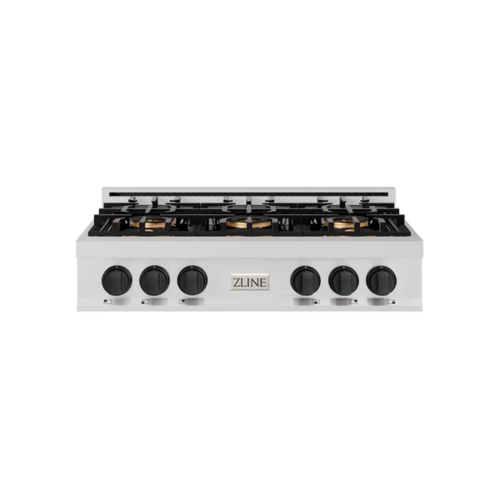 ZLINE ZLINE Autograph Edition 36 in. Classic Gas Rangetop with 6 Burner DuoPro Cooktop in Stainless Steel and Matte Black Accents