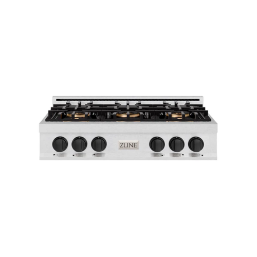 ZLINE ZLINE Autograph Edition 36 in. Classic Gas Rangetop with 6 Burner DuoPro™ Cooktop in Satin Stainless Steel and Matte Black Accents