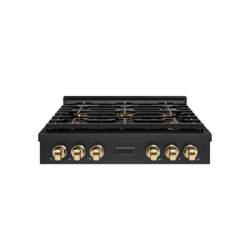 ZLINE ZLINE Autograph Edition 36 in. Paramount Gas Rangetop with 6 Burner DuoPro Cooktop in Black Stainless Steel and Polished Gold Accents