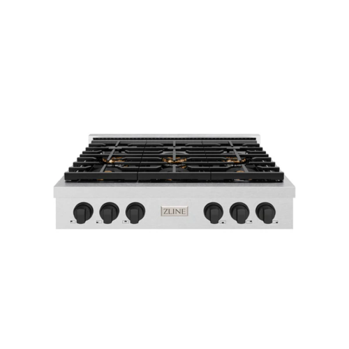 ZLINE ZLINE Autograph Edition 36 in. Paramount Gas Rangetop with 6 Burner DuoPro Cooktop in Satin Stainless Steel and Matte Black Accents