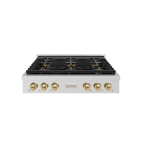 ZLINE ZLINE Autograph Edition 36 in. Paramount Gas Rangetop with 6 Burner DuoPro Cooktop in Stainless Steel and Champagne Bronze Accents