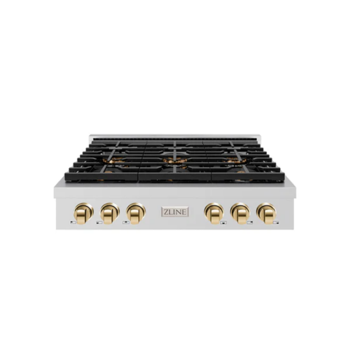 ZLINE ZLINE Autograph Edition 36 in. Paramount Gas Rangetop with 6 Burner DuoPro Cooktop in Stainless Steel and Polished Gold Accents