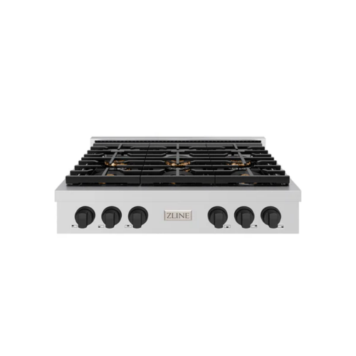ZLINE ZLINE Autograph Edition 36 in. Paramount Gas Rangetop with 6 Burner DuoPro Cooktop in Stainless Steel and Matte Black Accents