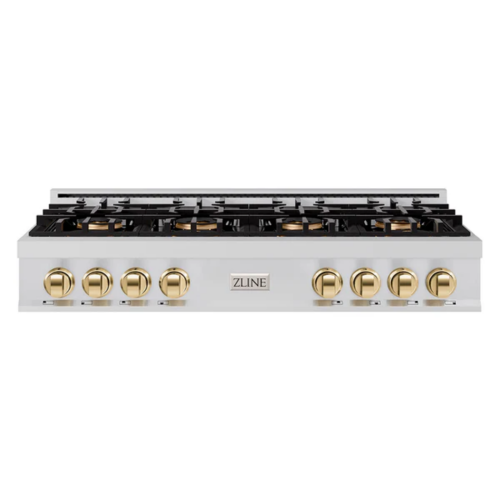 ZLINE ZLINE Autograph Edition 48 in. Classic Gas Rangetop with 8 Burner DuoPro Cooktop in Stainless Steel and Polished Gold Accents