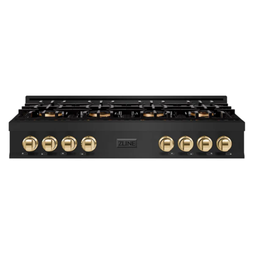 ZLINE ZLINE Autograph Edition 48 in. Classic Gas Rangetop with 8 Burner DuoPro Cooktop in Black Stainless Steel and Polished Gold Accents