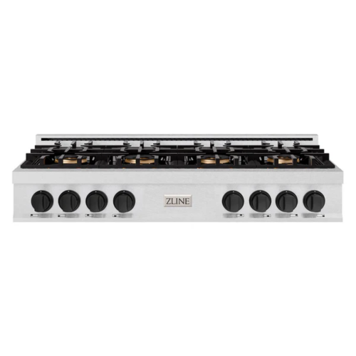 ZLINE ZLINE Autograph Edition 48 in. Classic Gas Rangetop with 8 Burner DuoPro Cooktop in Satin Stainless Steel and Matte Black Accents
