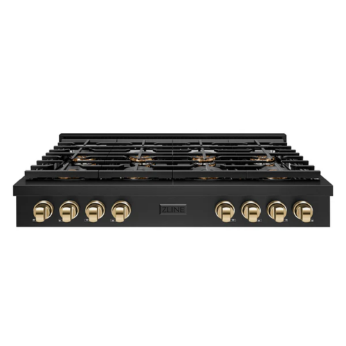 ZLINE ZLINE Autograph Edition 48 in. Paramount Gas Rangetop with 8 Burner DuoPro™ Cooktop in Black Stainless Steel and Polished Gold Accents