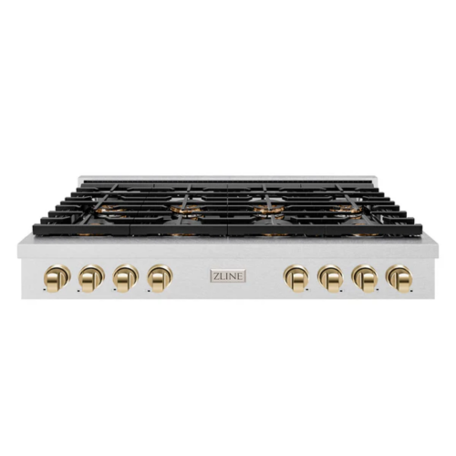ZLINE ZLINE Autograph Edition 48 in. Paramount Gas Rangetop with 8 Burner DuoPro Cooktop in Satin Stainless Steel and Champagne Bronze Accents