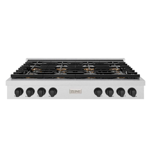 ZLINE ZLINE Autograph Edition 48 in. Paramount Gas Rangetop with 8 Burner DuoPro Cooktop in Satin Stainless Steel and Matte Black Accents