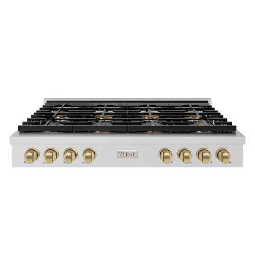 ZLINE ZLINE Autograph Edition 48 in. Paramount Gas Rangetop with 8 Burner DuoPro Cooktop in Stainless Steel and Champagne Bronze Accents