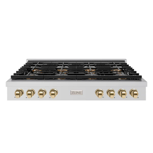 ZLINE ZLINE Autograph Edition 48 in. Paramount Gas Rangetop with 8 Burner DuoPro™ Cooktop in Stainless Steel and Polished Gold Accents