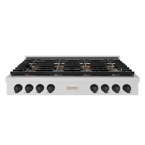 ZLINE ZLINE Autograph Edition 48 in. Paramount Gas Rangetop with 8 Burner DuoPro Cooktop in Stainless Steel and Matte Black Accents