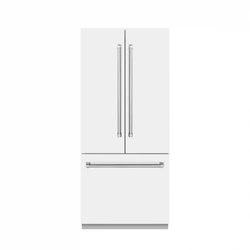 ZLINE ZLINE 36 in. 19.6 cu. ft. French Door Built-In Bottom Freezer Refrigerator with Water Dispenser and Ice Maker in White Matte with Stainless Steel Interior