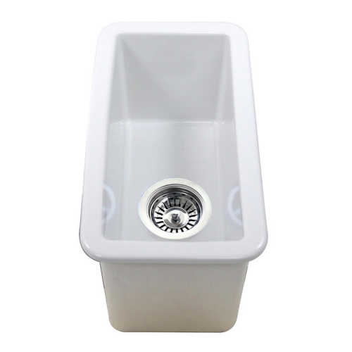 Nantucket Sinks Cape Collection - Single Bowl Dualmount Fireclay Bar/Prep Sink with Basket Strainer Drain