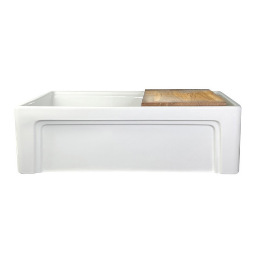 Nantucket Sinks Cape Collection - Nantucket Sinks 30-inch Single Bowl Workstation Fireclay Apron Sink with Cutting Board