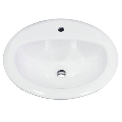Nantucket Sinks Great Point Collection -  20.25 Inch Drop-In Ceramic Vanity Sink - Single Hole