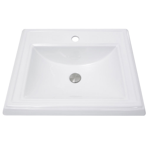 Nantucket Sinks Great Point Collection - 23 Inch Rectangular Drop-In Ceramic Vanity Sink - Single Hole